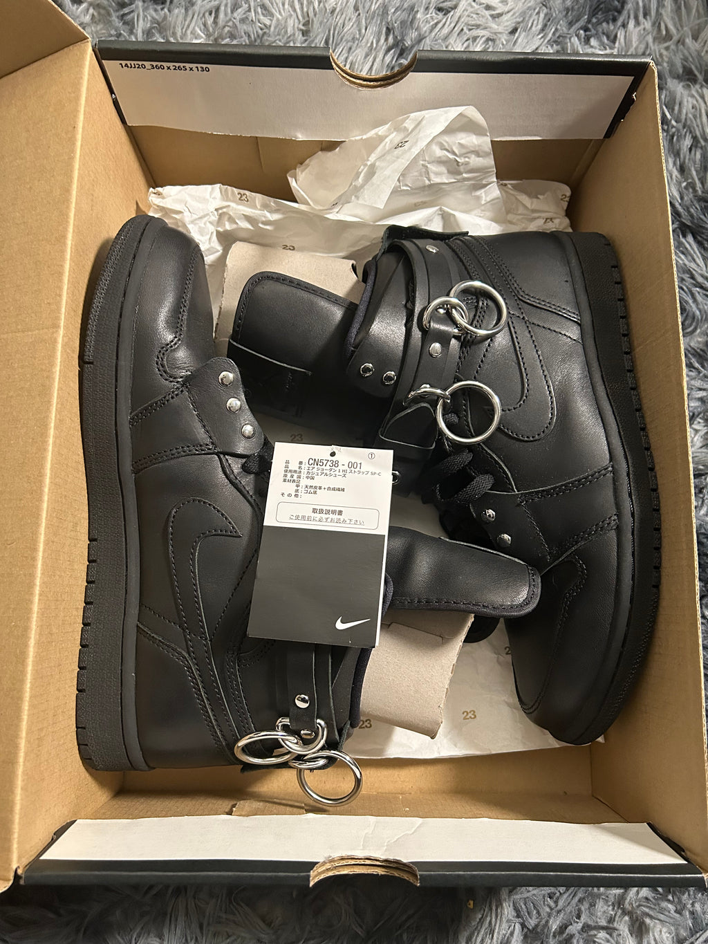 FW19 Comme Des Garçons x Jordan Retro 1 High Top Belted Shoes Size 8 US