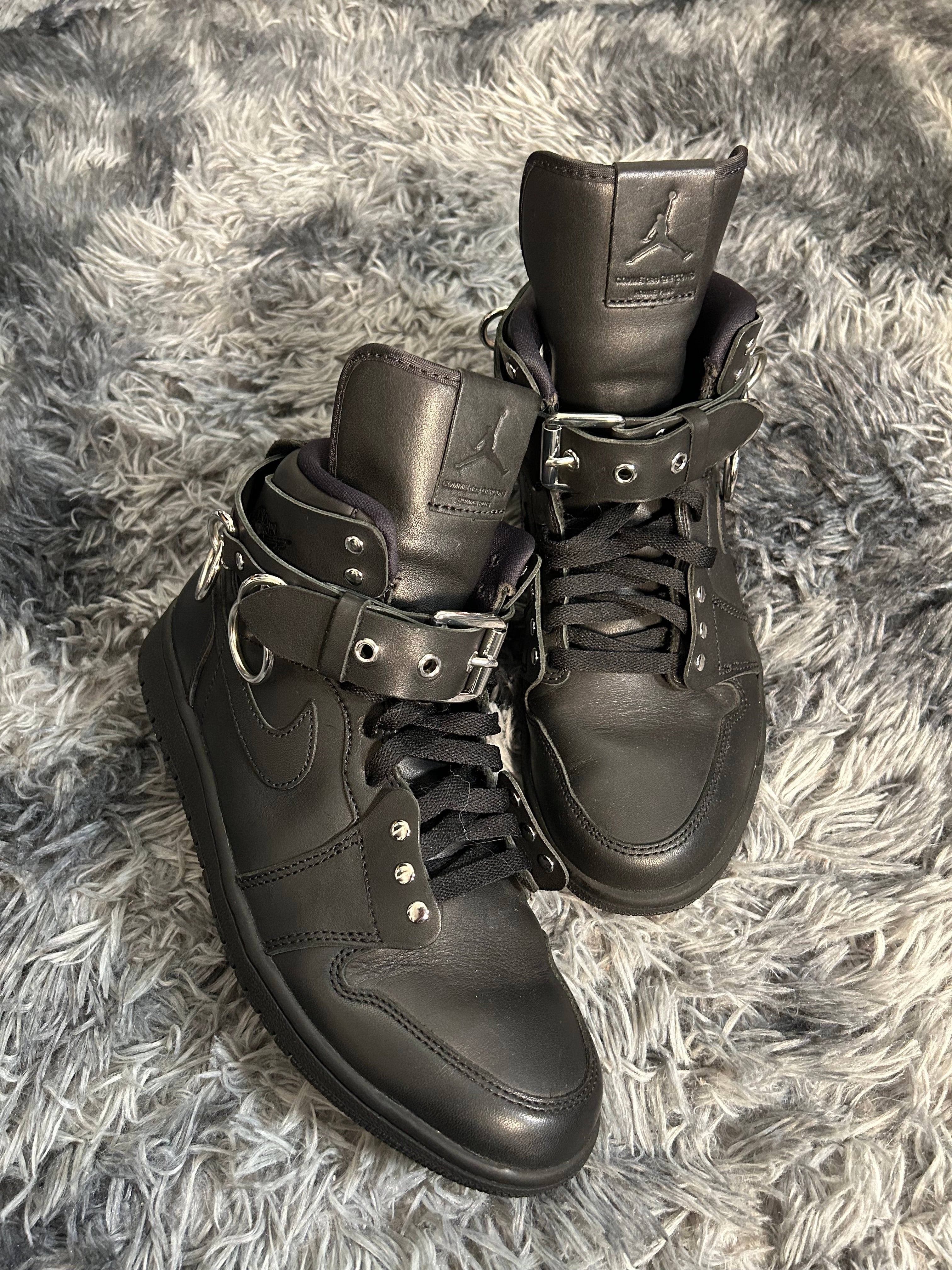 FW19 Comme Des Garçons x Jordan Retro 1 High Top Belted Shoes Size 8 US