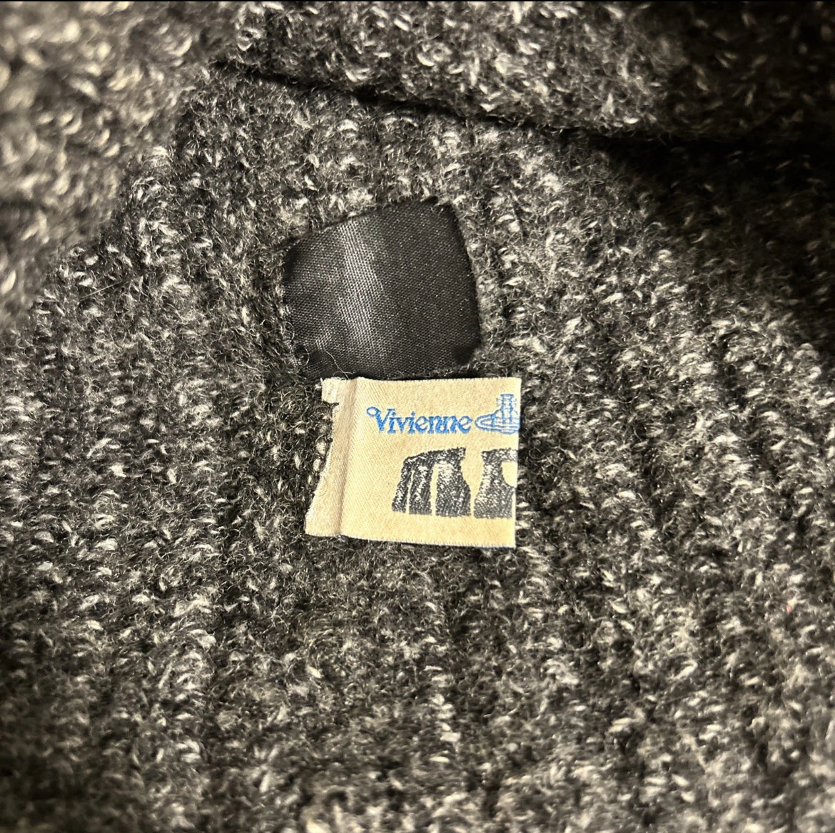 Vintage 2010's Vivienne Westwood Salt & Pepper Grey Knit Beanie