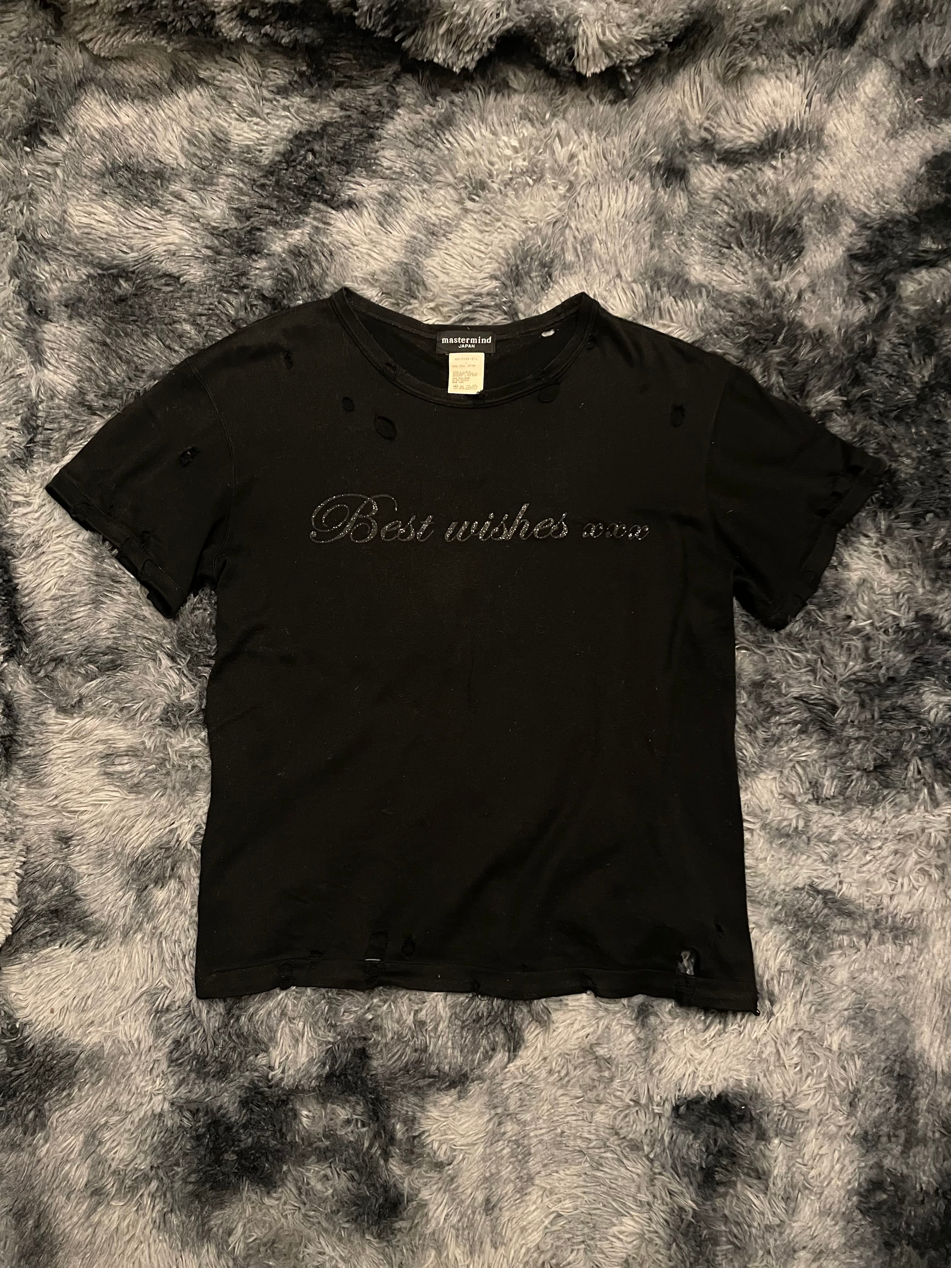 00’s Mastermind Japan ‘Best Wishes xxx’ Thrashed Glitter Tee