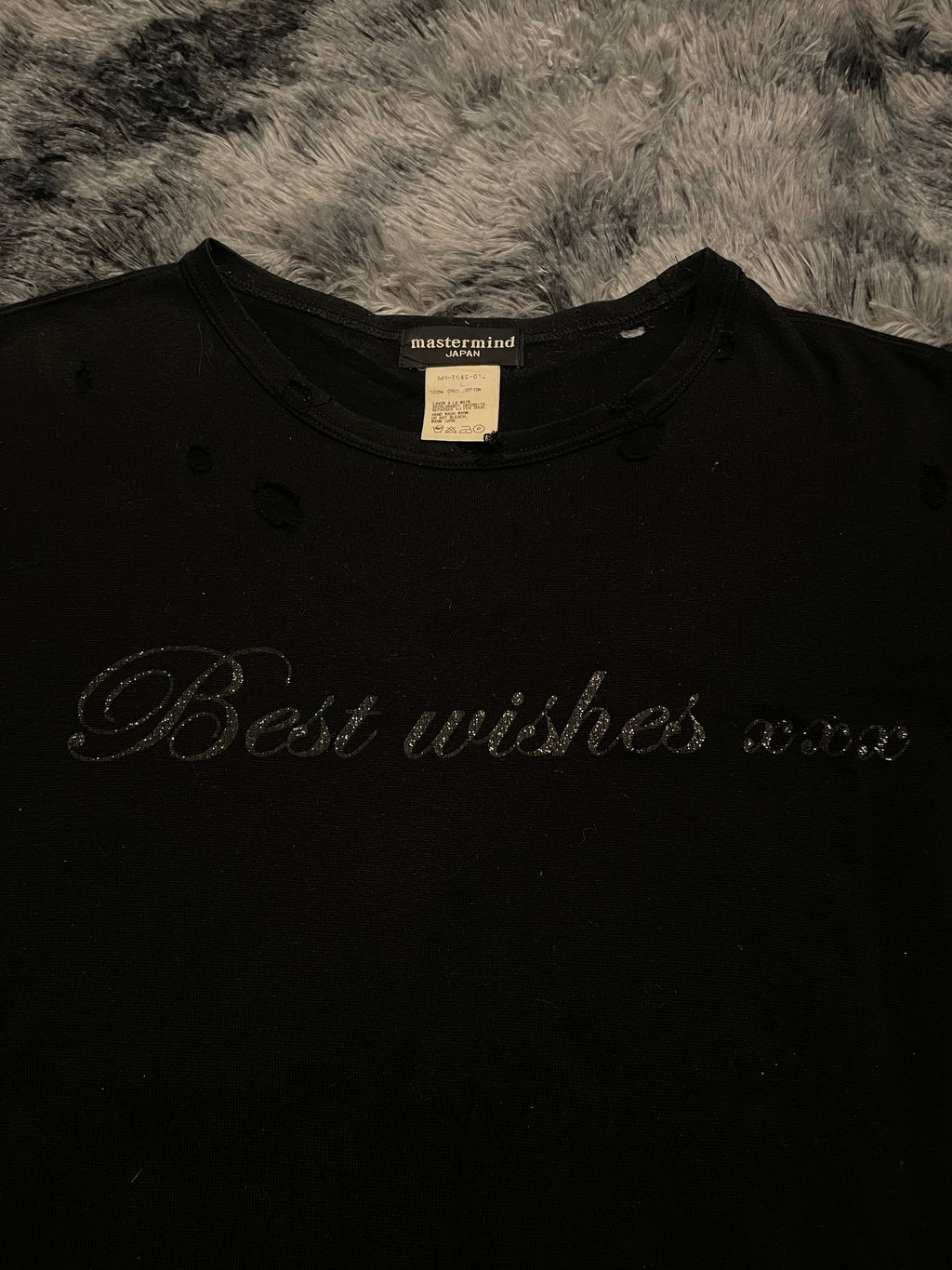 00’s Mastermind Japan ‘Best Wishes xxx’ Thrashed Glitter Tee