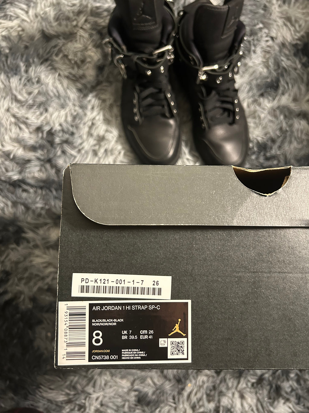 FW19 Comme Des Garçons x Jordan Retro 1 High Top Belted Shoes Size 8 US