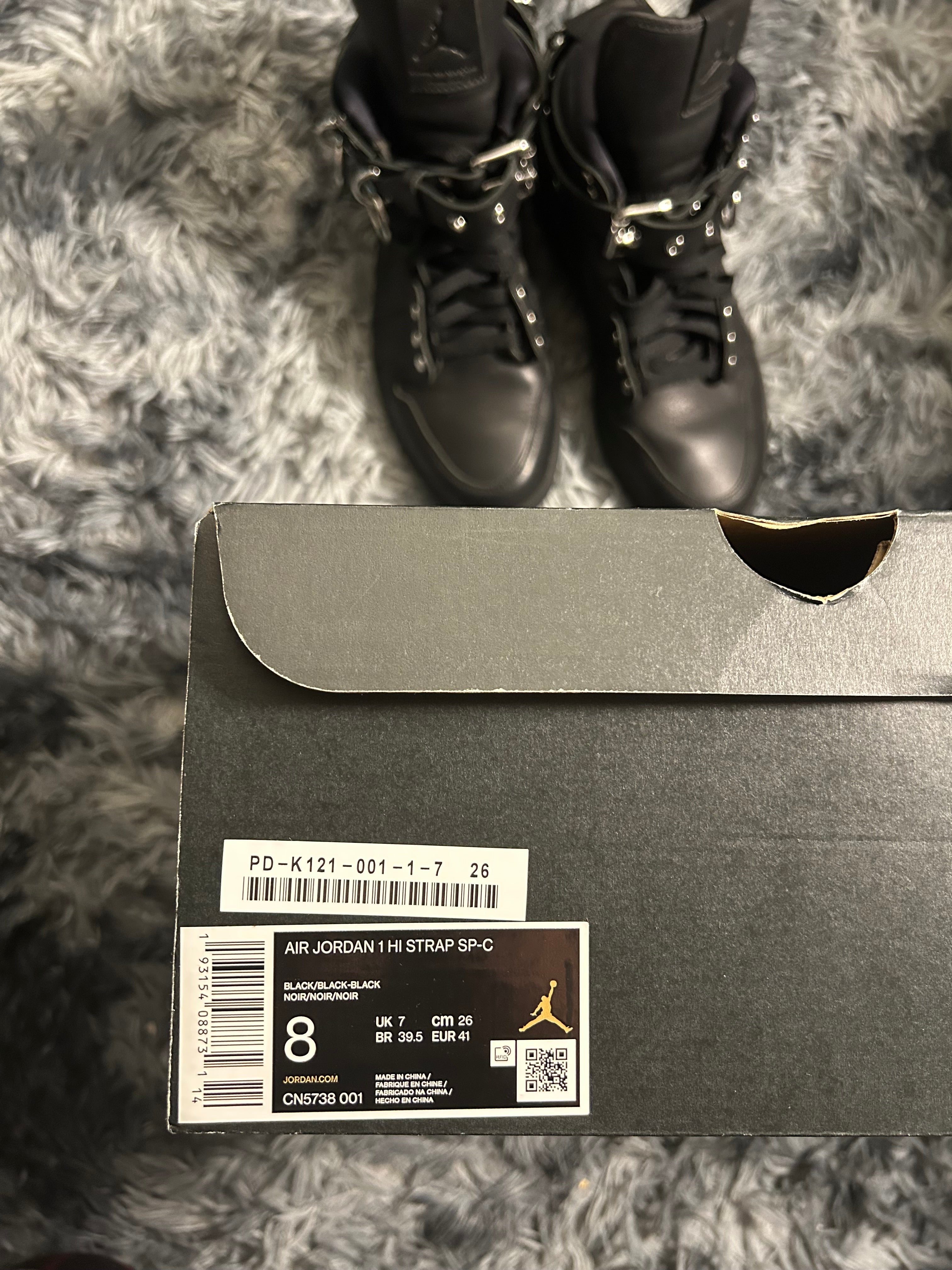 FW19 Comme Des Garçons x Jordan Retro 1 High Top Belted Shoes Size 8 US