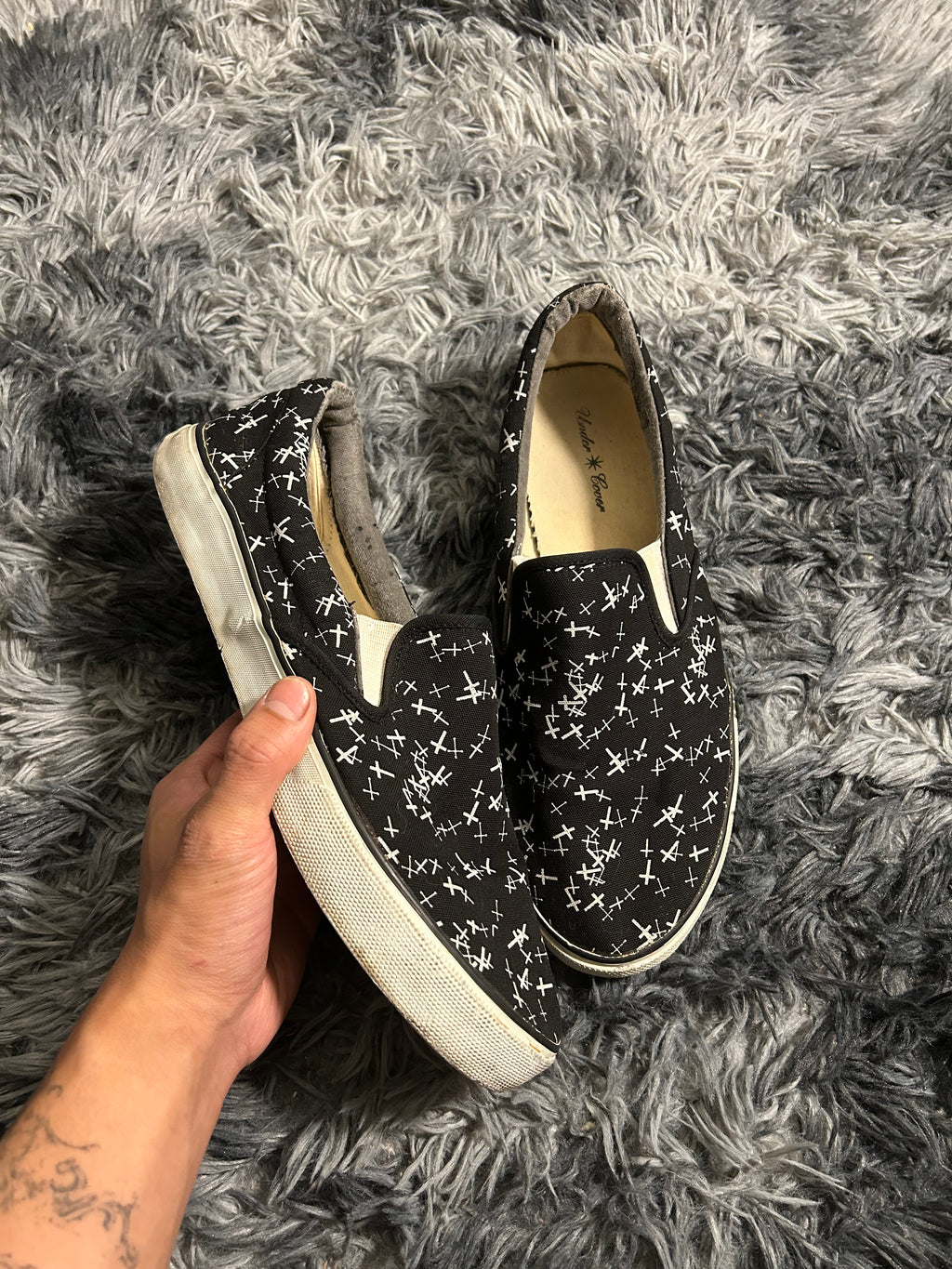 Undercover AW02 ‘Witches Cell Division’ Multi Cross Slip On Shoes Size 9.5 US