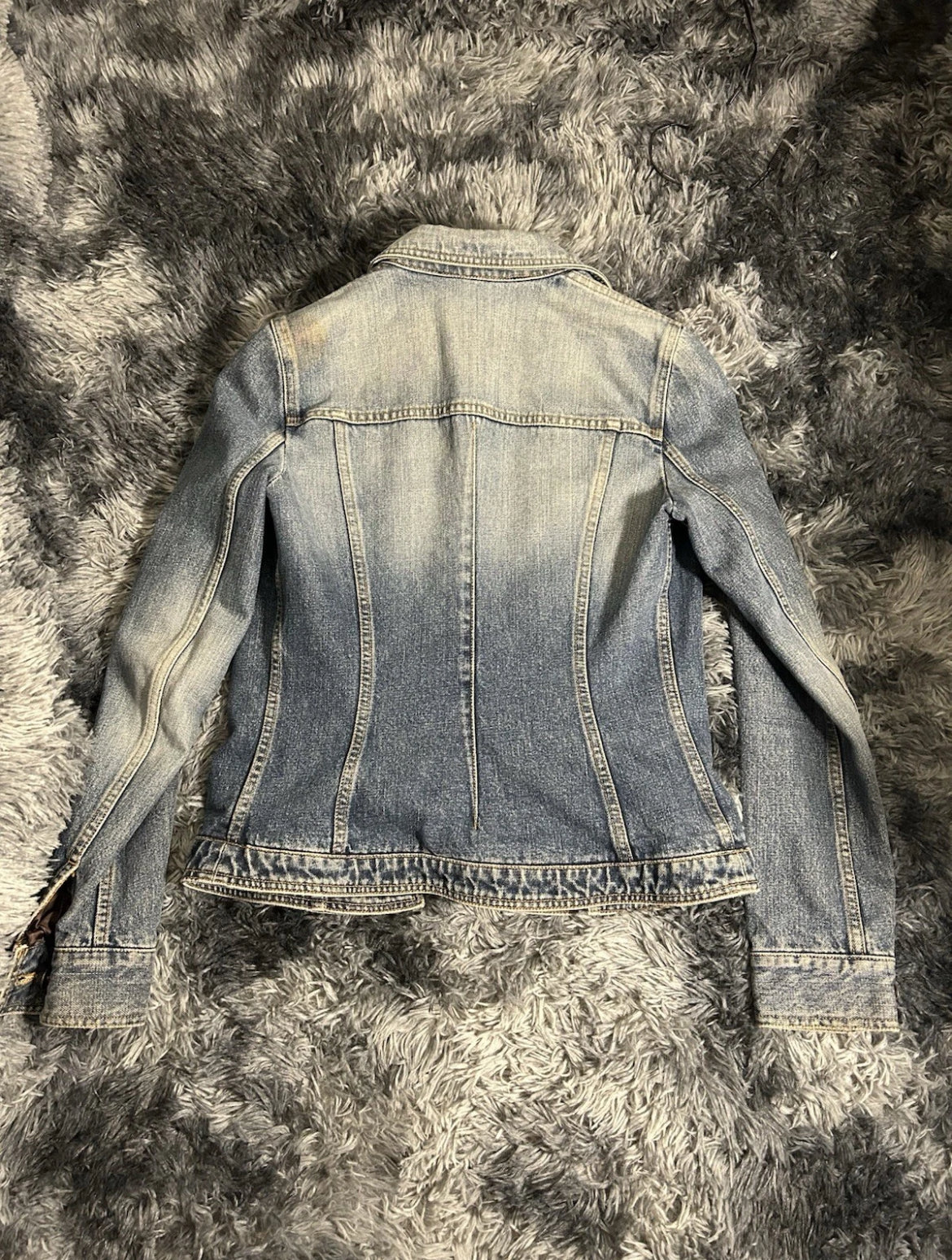 Vintage 00's Dolce & Gabbana Light Blue Plaid Lined Denim Jacket