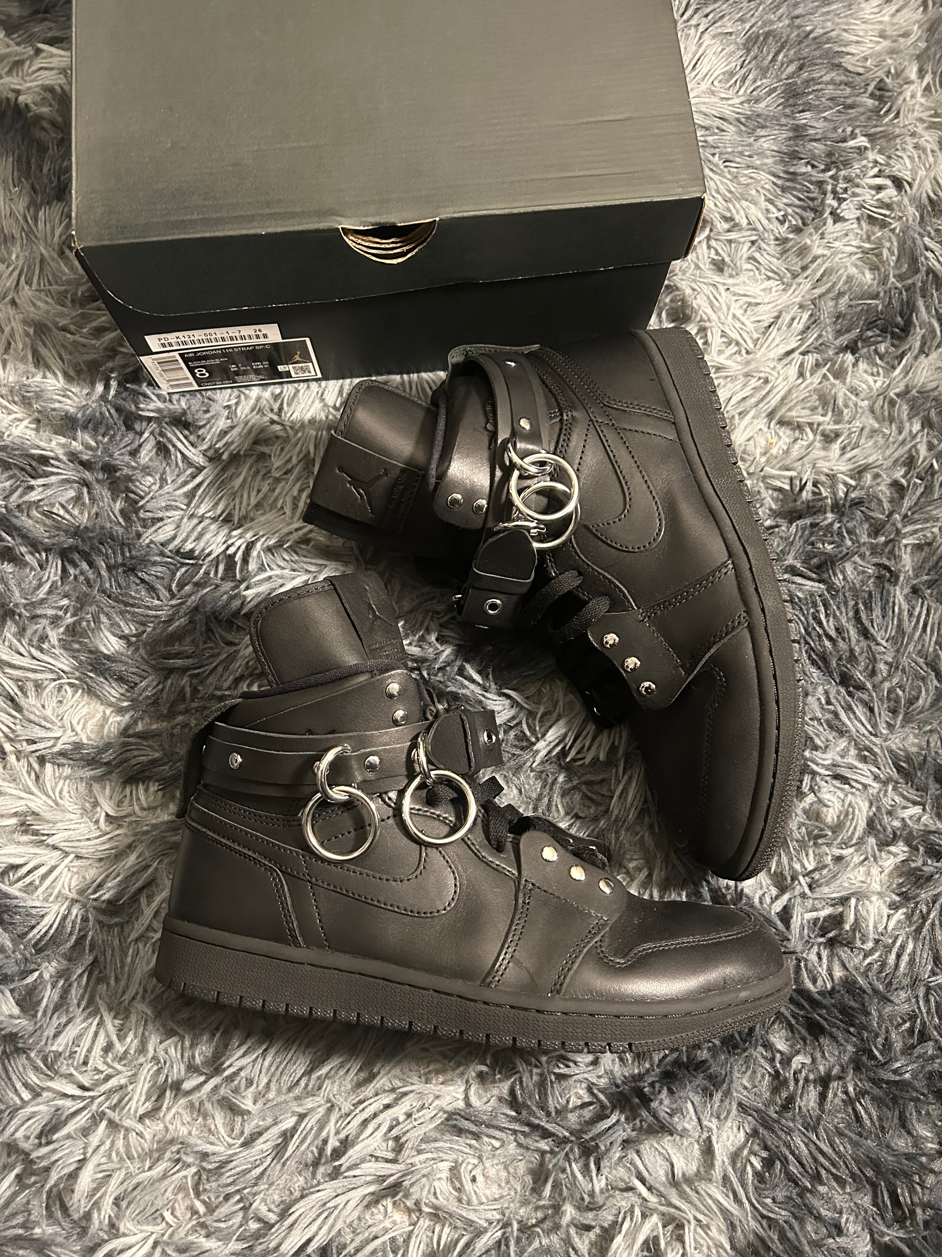 FW19 Comme Des Garçons x Jordan Retro 1 High Top Belted Shoes Size 8 US