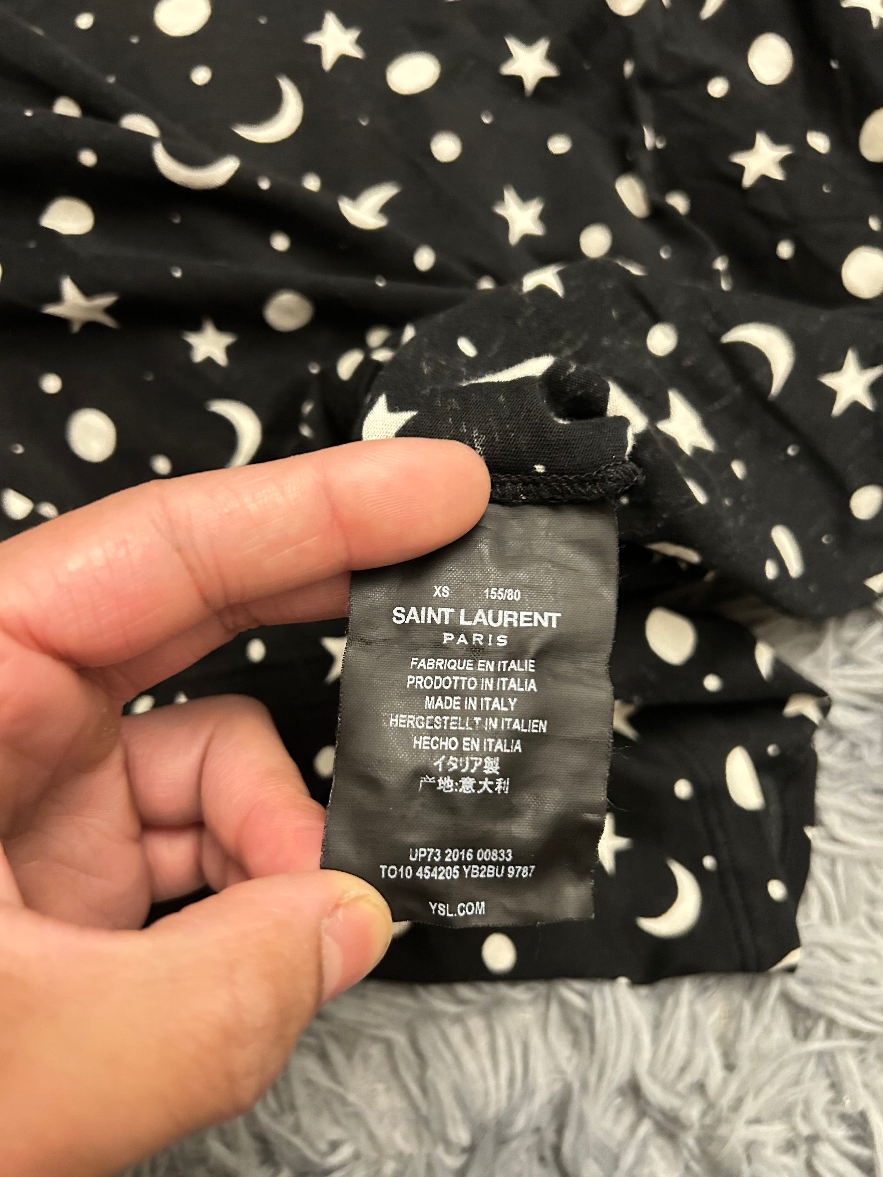 Saint Laurent Paris by Hedi Slimane SS16 Moon & Stars Tee Size XS