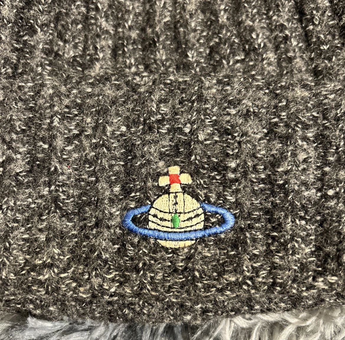 Vintage 2010's Vivienne Westwood Salt & Pepper Grey Knit Beanie